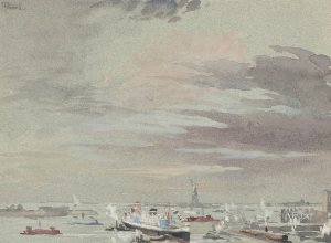 The Harbor and the Statue of Liberty by Joseph Pennell Oil Painting