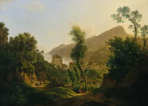 Ansicht der Stadt Vietri mit Blick auf den Meerbusen von Salerno Oil painting by Joseph Rebell