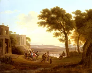 Arkadische Landschaft Oil painting by Joseph Rebell