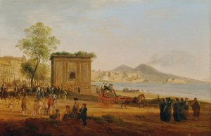 Der Golf von Neapel mit Szenen aus dem Volksleben by Joseph Rebell Oil Painting