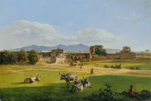 Die Porta San Giovanni gegen Frascati Campagna-Landschaft Oil painting by Joseph Rebell