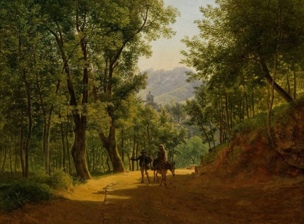 Italienische Landschaft  by Joseph Rebell - Hand-Painted Oil Painting Reproduction