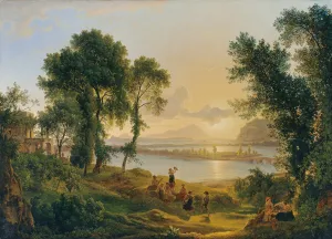 Sonnenuntergang uber den Campi Flegrei gegen die Inseln Procida und Ischia Sonnenuntergang uber den Campi Elisi gegen die Insel Ischia Oil painting by Joseph Rebell