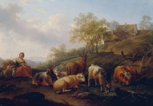 Landschaft mit weidendem Vieh by Joseph Roos The Elder Oil Painting