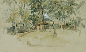 Buddhistischer Tempel auf Ceylon by Joseph Selleny Oil Painting
