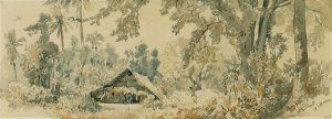 Eingeborenenhutte auf der Insel Puinipet by Joseph Selleny Oil Painting