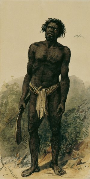 Eingeborener mit Bumerang aus Woolongong by Joseph Selleny Oil Painting