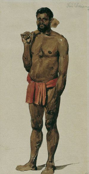 Eingeborener von Neukaledonien by Joseph Selleny Oil Painting