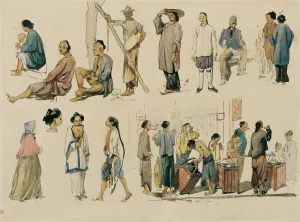 Figurenstudien von Chinesen by Joseph Selleny Oil Painting