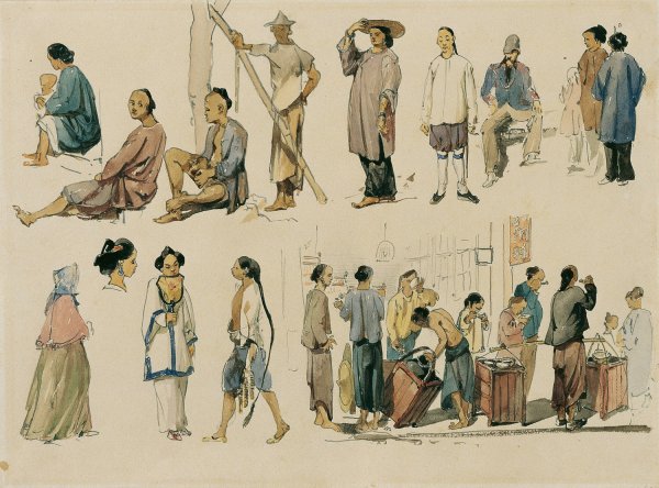 Figurenstudien von Chinesen  by Joseph Selleny - Hand-Painted Oil Painting Reproduction