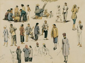 Figurenstudien von Chinesen by Joseph Selleny Oil Painting