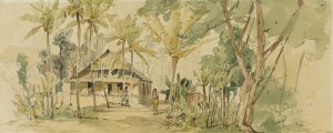 Haus des Roankiddi-Hauptlings auf der Insel Puinipet by Joseph Selleny Oil Painting