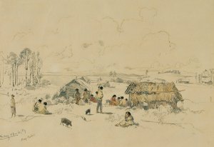 Maori-Dorf am Fluss Mangatawhiri, Auckland by Joseph Selleny Oil Painting