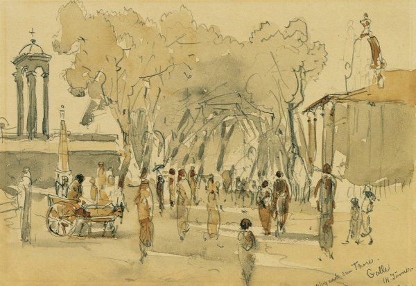 Weg nach dem Tor in Point de Galle auf Ceylon  by Joseph Selleny - Hand-Painted Oil Painting Reproduction