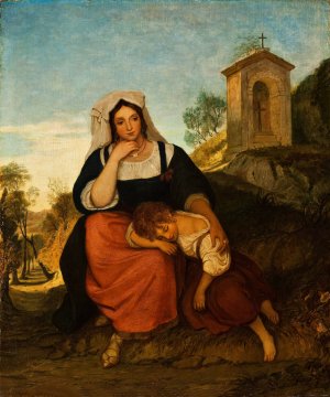 Italian Woman And Her Daughter by Joseph Severn Oil Painting