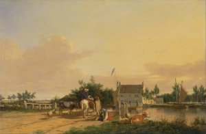 Buckenham Ferry, on the River Yare, Norfolk by Joseph Stannard Oil Painting