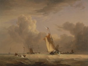 Fishing Smack and Other Vessels in a Strong Breeze by Joseph Stannard Oil Painting