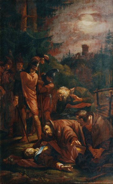 Der Tod des Pfalzgrafen Otto von Bayern  by Joseph Von Fuhrich - Hand-Painted Oil Painting Reproduction