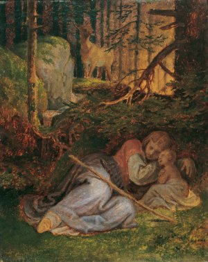Genoveva's Rest In The Forest by Joseph Von Fuhrich Oil Painting