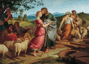 Jacob meets Rachel with her father's herds by Joseph Von Fuhrich Oil Painting