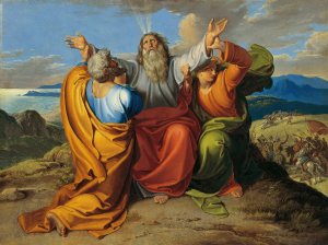 The Praying Moses with Aaron and Hur on the Mountain Horeb by Joseph Von Fuhrich Oil Painting