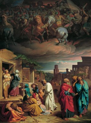 Vision of the people of Jerusalem before the conquest of the city by Antiochus IV. Epiphanes by Joseph Von Fuhrich Oil Painting