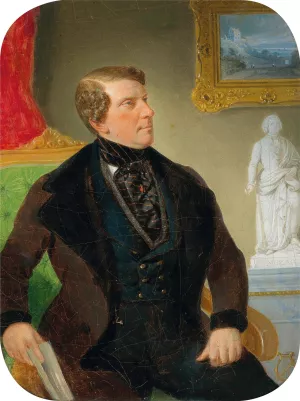 Portrait of a Gentleman in a Bourgeois Setting by Joseph Weidner Oil Painting