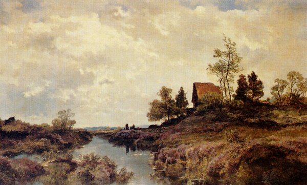 Main Product Photo of A Cottage Nestled In A River Landscape Painting by Joseph Wenglein