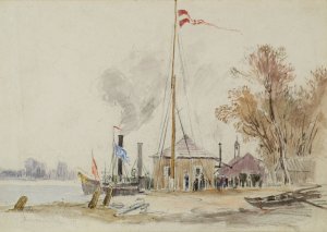 Bei den Kaisermuhlen in Wien by Joseph Werner Oil Painting