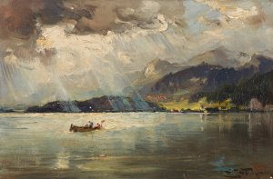 Am Worthersee by Joseph Wopfner Oil Painting