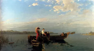 An Afternoon's Boating by Joseph Wopfner Oil Painting