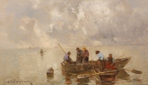 Chiemseefischer by Joseph Wopfner Oil Painting