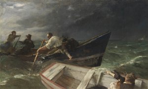 Distress at the Frauenchiemsee by Joseph Wopfner Oil Painting
