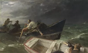 Distress at the Frauenchiemsee by Joseph Wopfner Oil Painting