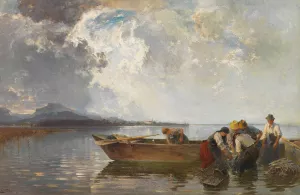 Fischerzug am Chiemsee by Joseph Wopfner Oil Painting