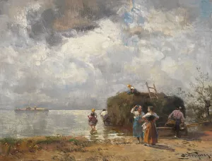 Heuschiff am Chiemsee by Joseph Wopfner Oil Painting