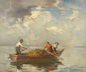 Motiv vom Chiemsee by Joseph Wopfner Oil Painting