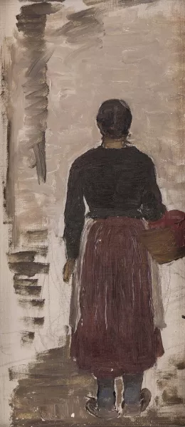 Ruckenansicht einer Frau mit Korb Oil painting by Joseph Wopfner