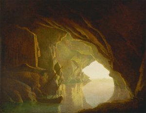 A Grotto in the Gulf of Salerno, Sunset by Joseph Wright Of Derby Oil Painting