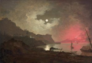 A View of Vesuvius from Posillipo, Naples by Joseph Wright Of Derby Oil Painting
