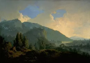 An Italian Landscape with Mountains and a River by Joseph Wright Of Derby Oil Painting