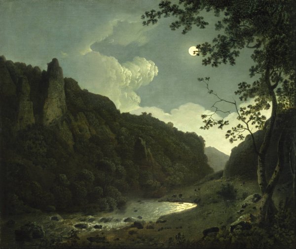 Dovedale by Moonlight by Joseph Wright Of Derby - Hand-Painted Oil Painting Reproduction