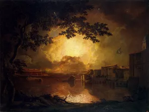 Firework Display at the Castel Sant' Angelo in Rome by Joseph Wright Of Derby - Oil Painting Reproduction