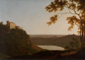 Lake Nemi, sunset by Joseph Wright Of Derby Oil Painting