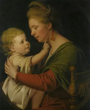 Portrait of Jane Darwin and Her Son William Brown Darwin by Joseph Wright Of Derby Oil Painting