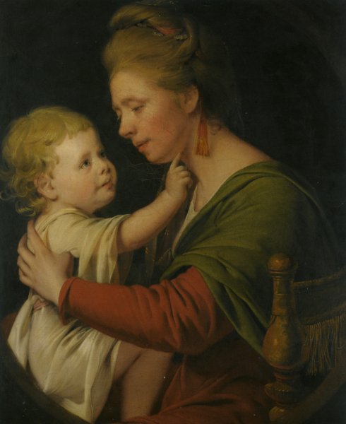 Portrait of Jane Darwin and Her Son William Brown Darwin by Joseph Wright Of Derby - Hand-Painted Oil Painting Reproduction