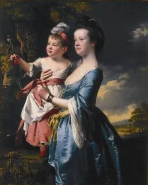 Portrait of Sarah Carver and Her Daughter Sarah painting by Joseph Wright Of Derby