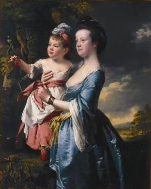 Portrait of Sarah Carver and Her Daughter Sarah Oil painting by Joseph Wright Of Derby