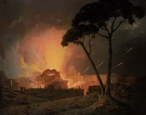 The Annual Girandola at the Castel Sant'Angelo, Rome Oil painting by Joseph Wright Of Derby
