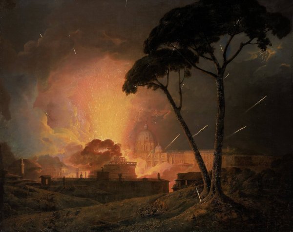 The Annual Girandola at the Castel Sant'Angelo, Rome by Joseph Wright Of Derby - Hand-Painted Oil Painting Reproduction